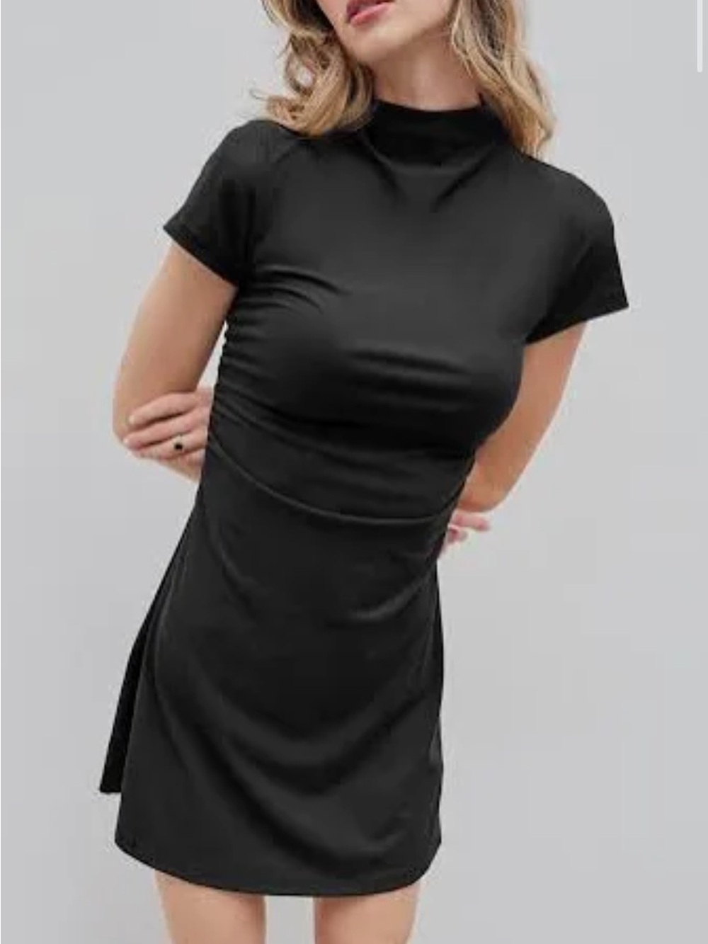 NEW Cider black mock neck retro dress large